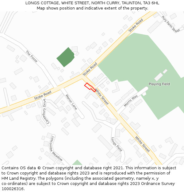 LONGS COTTAGE, WHITE STREET, NORTH CURRY, TAUNTON, TA3 6HL: Location map and indicative extent of plot