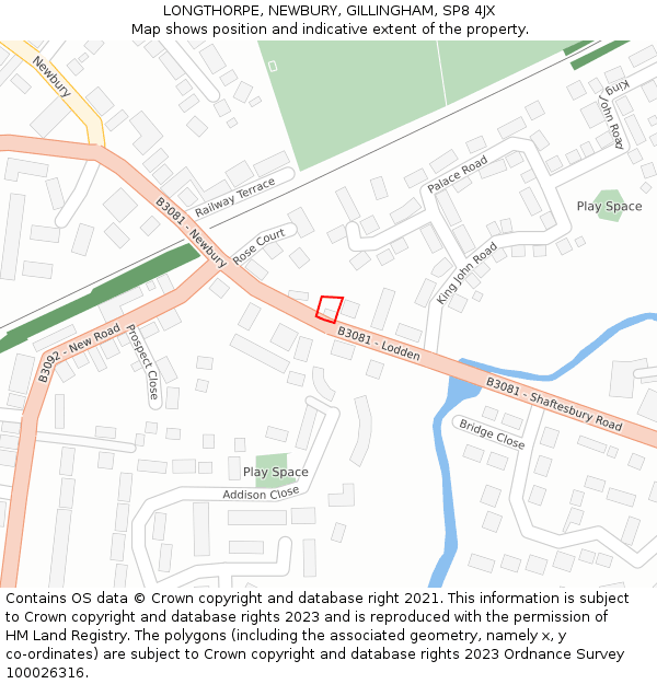 LONGTHORPE, NEWBURY, GILLINGHAM, SP8 4JX: Location map and indicative extent of plot