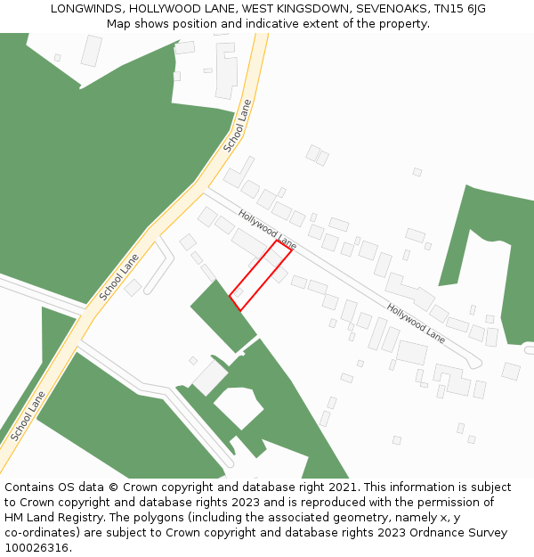 LONGWINDS, HOLLYWOOD LANE, WEST KINGSDOWN, SEVENOAKS, TN15 6JG: Location map and indicative extent of plot