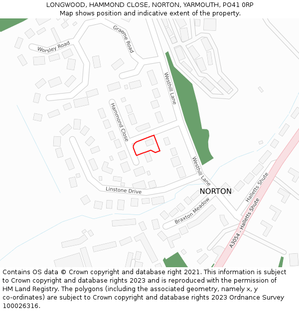 LONGWOOD, HAMMOND CLOSE, NORTON, YARMOUTH, PO41 0RP: Location map and indicative extent of plot