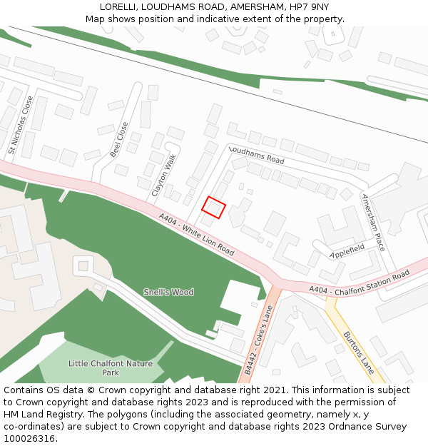 LORELLI, LOUDHAMS ROAD, AMERSHAM, HP7 9NY: Location map and indicative extent of plot