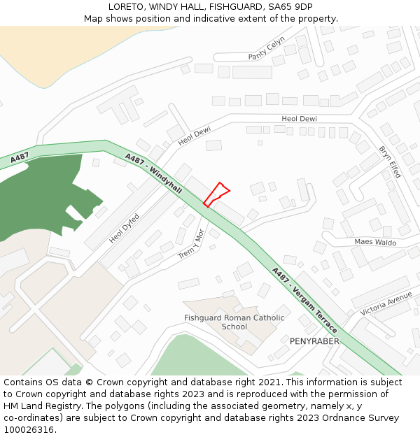 LORETO, WINDY HALL, FISHGUARD, SA65 9DP: Location map and indicative extent of plot