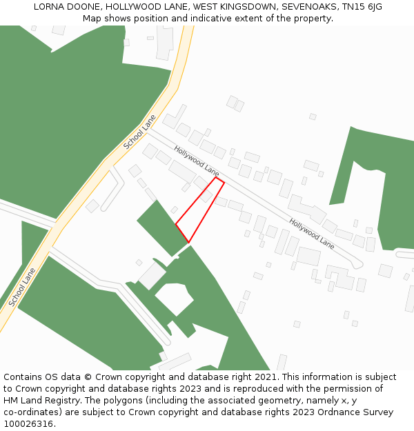 LORNA DOONE, HOLLYWOOD LANE, WEST KINGSDOWN, SEVENOAKS, TN15 6JG: Location map and indicative extent of plot