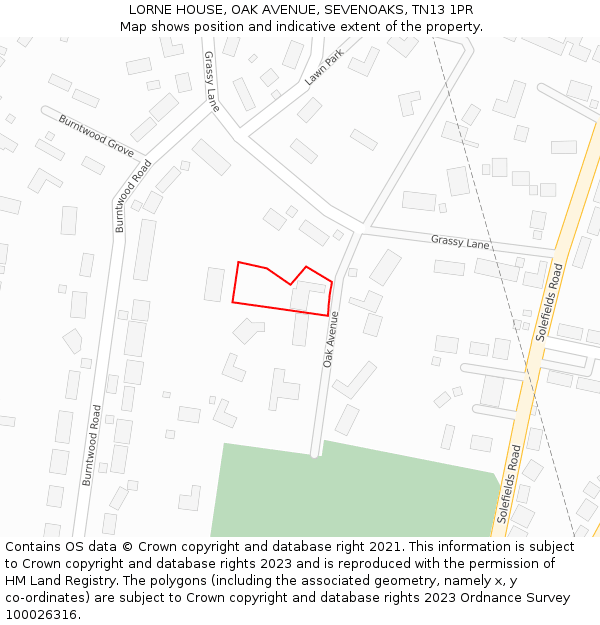 LORNE HOUSE, OAK AVENUE, SEVENOAKS, TN13 1PR: Location map and indicative extent of plot