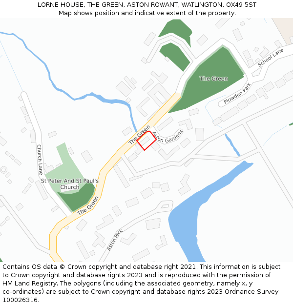 LORNE HOUSE, THE GREEN, ASTON ROWANT, WATLINGTON, OX49 5ST: Location map and indicative extent of plot