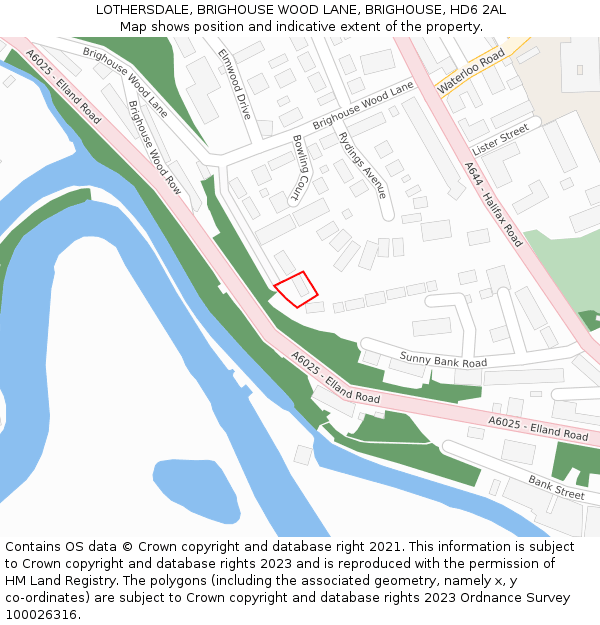 LOTHERSDALE, BRIGHOUSE WOOD LANE, BRIGHOUSE, HD6 2AL: Location map and indicative extent of plot