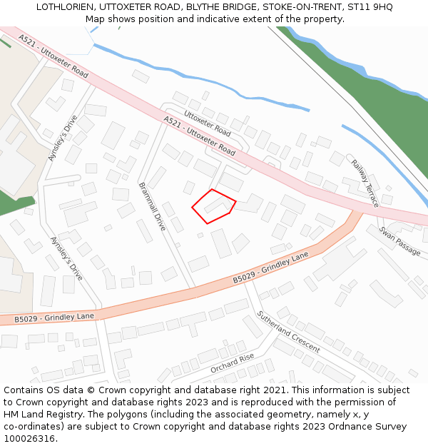 LOTHLORIEN, UTTOXETER ROAD, BLYTHE BRIDGE, STOKE-ON-TRENT, ST11 9HQ: Location map and indicative extent of plot