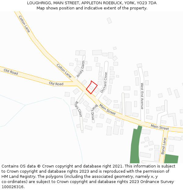 LOUGHRIGG, MAIN STREET, APPLETON ROEBUCK, YORK, YO23 7DA: Location map and indicative extent of plot