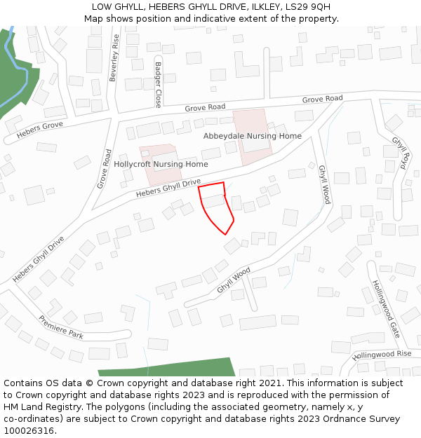 LOW GHYLL, HEBERS GHYLL DRIVE, ILKLEY, LS29 9QH: Location map and indicative extent of plot