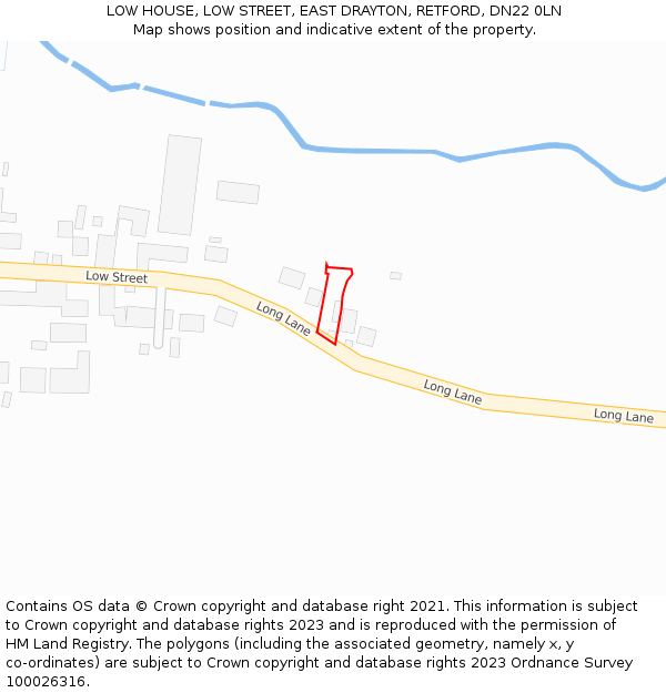 LOW HOUSE, LOW STREET, EAST DRAYTON, RETFORD, DN22 0LN: Location map and indicative extent of plot