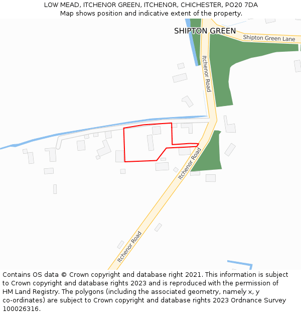 LOW MEAD, ITCHENOR GREEN, ITCHENOR, CHICHESTER, PO20 7DA: Location map and indicative extent of plot