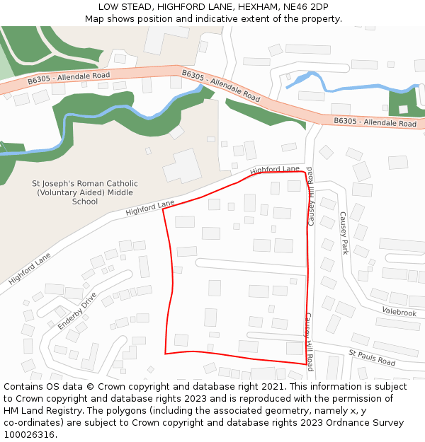 LOW STEAD, HIGHFORD LANE, HEXHAM, NE46 2DP: Location map and indicative extent of plot