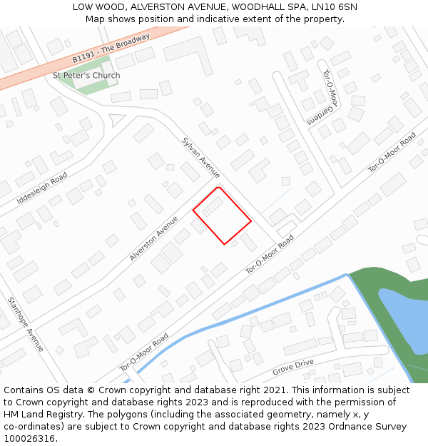 LOW WOOD, ALVERSTON AVENUE, WOODHALL SPA, LN10 6SN: Location map and indicative extent of plot
