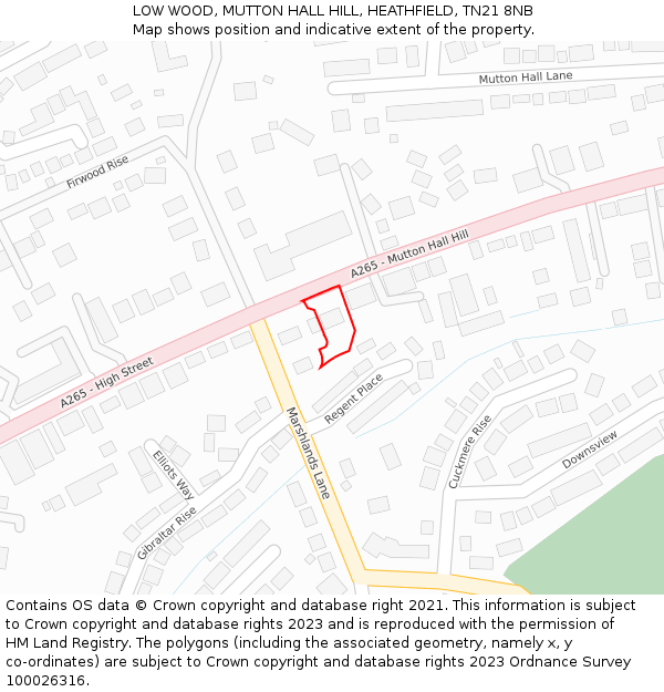 LOW WOOD, MUTTON HALL HILL, HEATHFIELD, TN21 8NB: Location map and indicative extent of plot