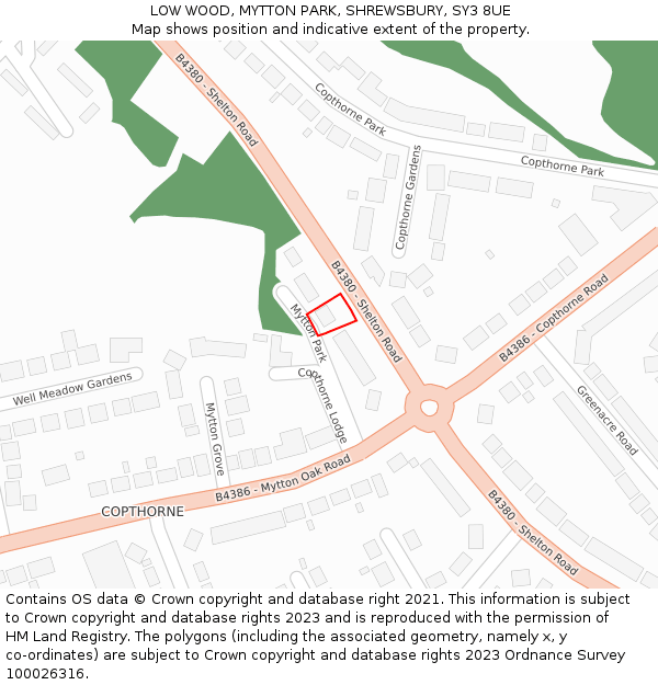 LOW WOOD, MYTTON PARK, SHREWSBURY, SY3 8UE: Location map and indicative extent of plot