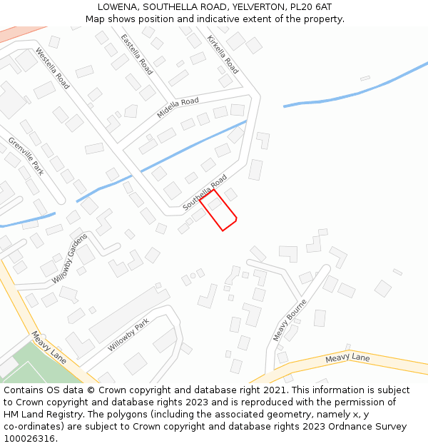 LOWENA, SOUTHELLA ROAD, YELVERTON, PL20 6AT: Location map and indicative extent of plot