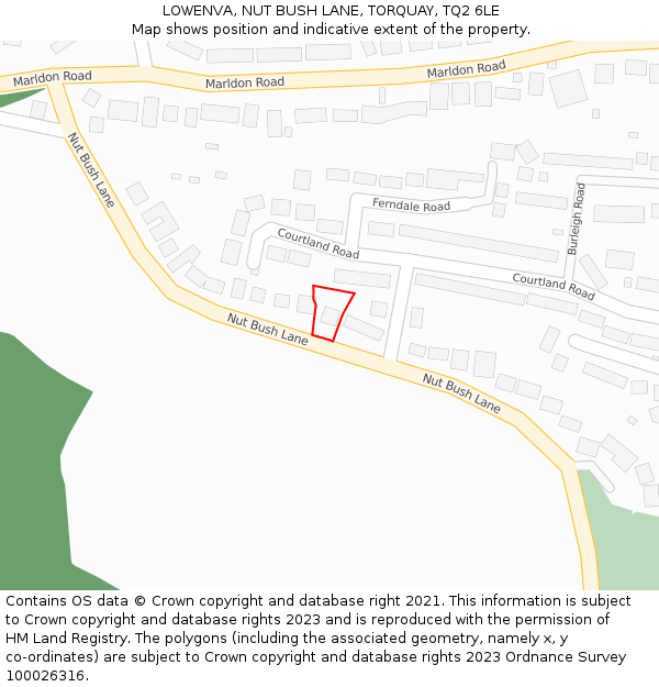 LOWENVA, NUT BUSH LANE, TORQUAY, TQ2 6LE: Location map and indicative extent of plot