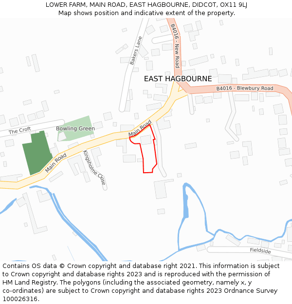 LOWER FARM, MAIN ROAD, EAST HAGBOURNE, DIDCOT, OX11 9LJ: Location map and indicative extent of plot