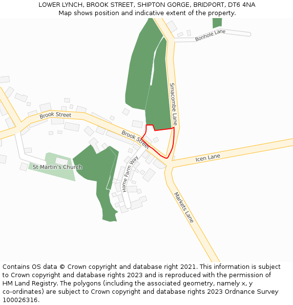 LOWER LYNCH, BROOK STREET, SHIPTON GORGE, BRIDPORT, DT6 4NA: Location map and indicative extent of plot