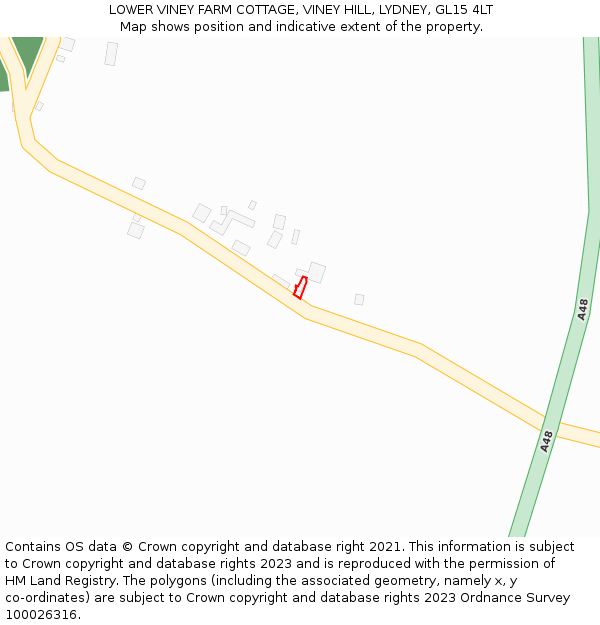 LOWER VINEY FARM COTTAGE, VINEY HILL, LYDNEY, GL15 4LT: Location map and indicative extent of plot