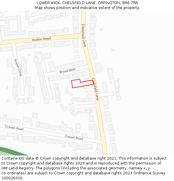 LOWER WICK, CHELSFIELD LANE, ORPINGTON, BR6 7RR: Location map and indicative extent of plot