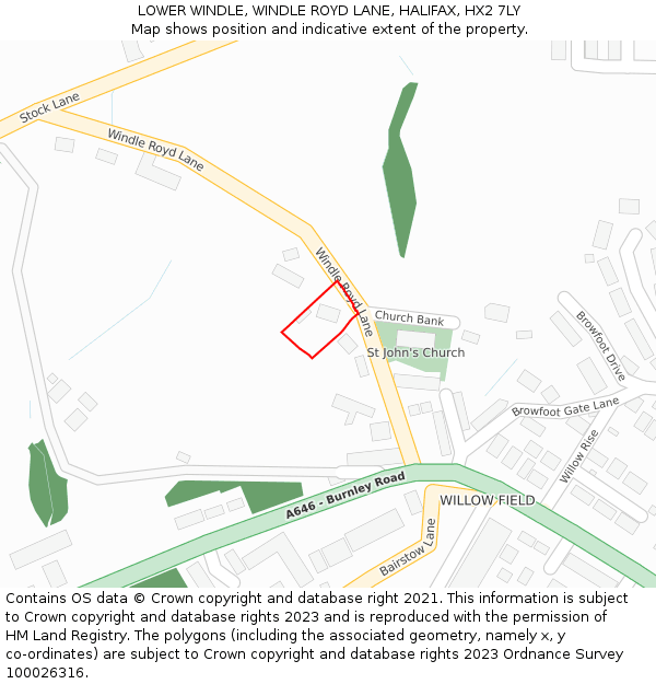 LOWER WINDLE, WINDLE ROYD LANE, HALIFAX, HX2 7LY: Location map and indicative extent of plot