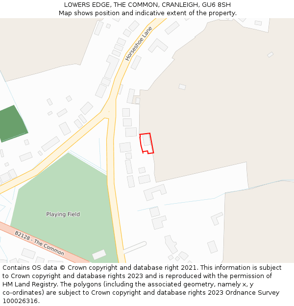 LOWERS EDGE, THE COMMON, CRANLEIGH, GU6 8SH: Location map and indicative extent of plot