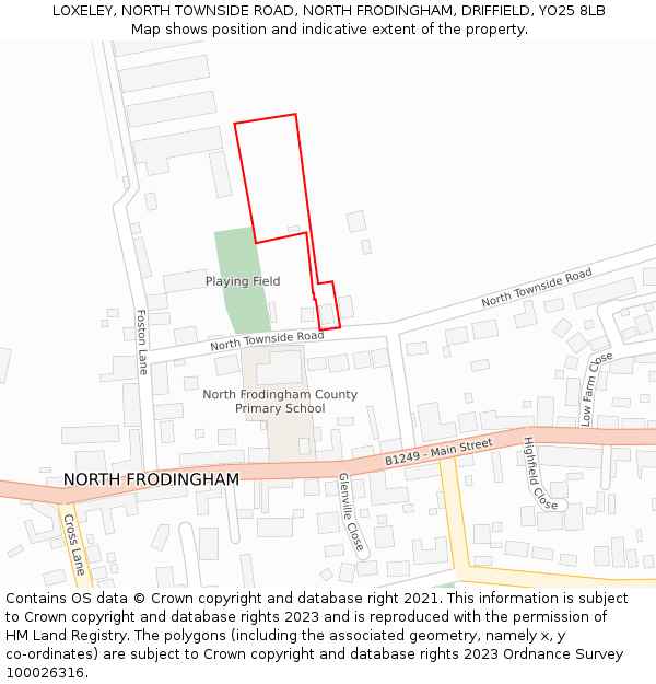 LOXELEY, NORTH TOWNSIDE ROAD, NORTH FRODINGHAM, DRIFFIELD, YO25 8LB: Location map and indicative extent of plot