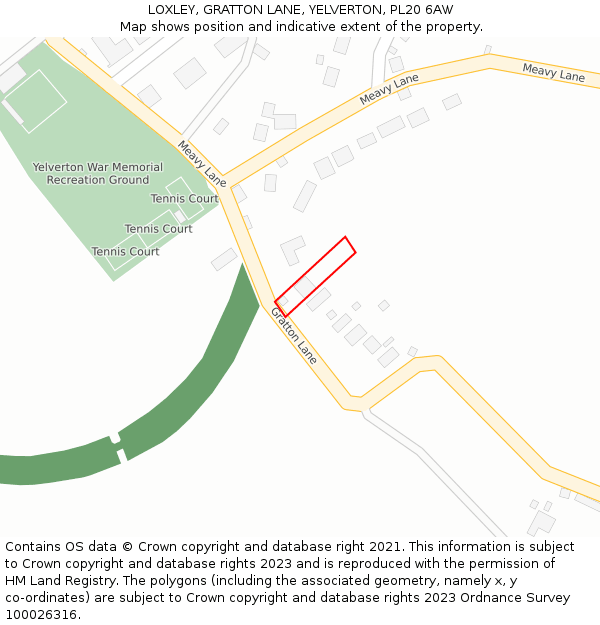 LOXLEY, GRATTON LANE, YELVERTON, PL20 6AW: Location map and indicative extent of plot