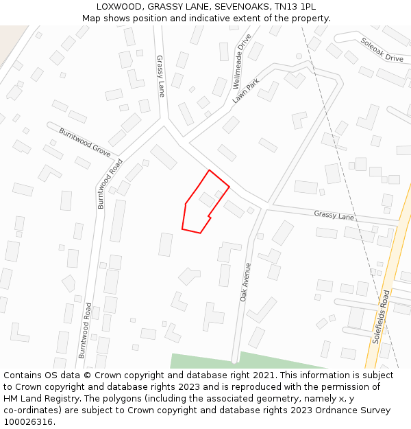 LOXWOOD, GRASSY LANE, SEVENOAKS, TN13 1PL: Location map and indicative extent of plot