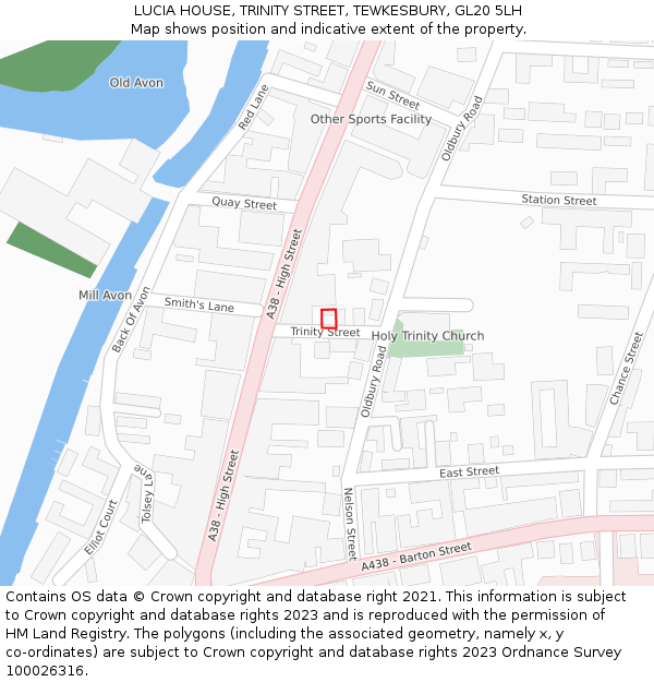 LUCIA HOUSE, TRINITY STREET, TEWKESBURY, GL20 5LH: Location map and indicative extent of plot