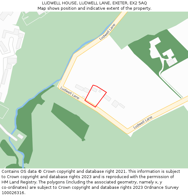 LUDWELL HOUSE, LUDWELL LANE, EXETER, EX2 5AQ: Location map and indicative extent of plot