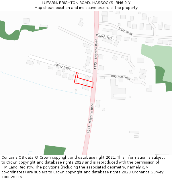 LUEARN, BRIGHTON ROAD, HASSOCKS, BN6 9LY: Location map and indicative extent of plot