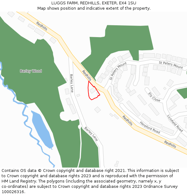 LUGGS FARM, REDHILLS, EXETER, EX4 1SU: Location map and indicative extent of plot