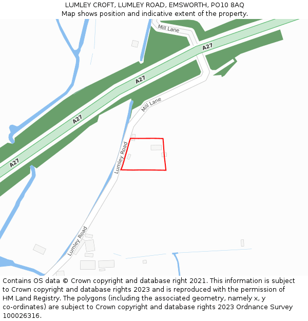 LUMLEY CROFT, LUMLEY ROAD, EMSWORTH, PO10 8AQ: Location map and indicative extent of plot