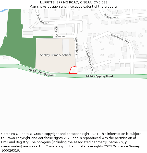 LUPPITTS, EPPING ROAD, ONGAR, CM5 0BE: Location map and indicative extent of plot