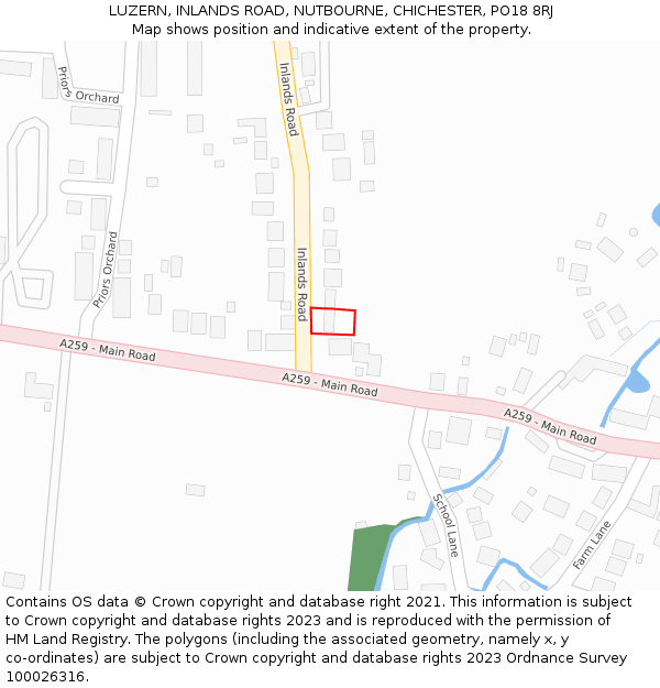 LUZERN, INLANDS ROAD, NUTBOURNE, CHICHESTER, PO18 8RJ: Location map and indicative extent of plot