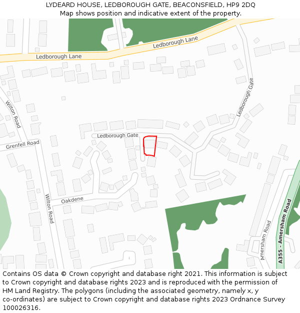 LYDEARD HOUSE, LEDBOROUGH GATE, BEACONSFIELD, HP9 2DQ: Location map and indicative extent of plot