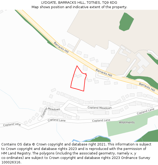 LYDGATE, BARRACKS HILL, TOTNES, TQ9 6DG: Location map and indicative extent of plot