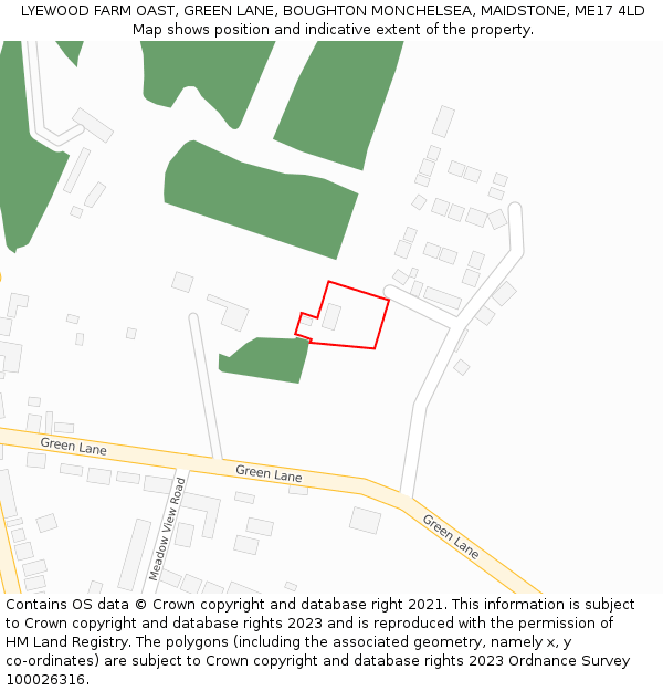 LYEWOOD FARM OAST, GREEN LANE, BOUGHTON MONCHELSEA, MAIDSTONE, ME17 4LD: Location map and indicative extent of plot