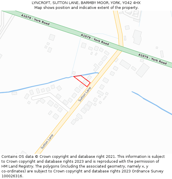 LYNCROFT, SUTTON LANE, BARMBY MOOR, YORK, YO42 4HX: Location map and indicative extent of plot