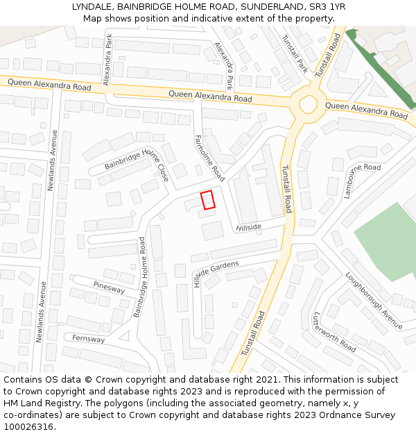 LYNDALE, BAINBRIDGE HOLME ROAD, SUNDERLAND, SR3 1YR: Location map and indicative extent of plot