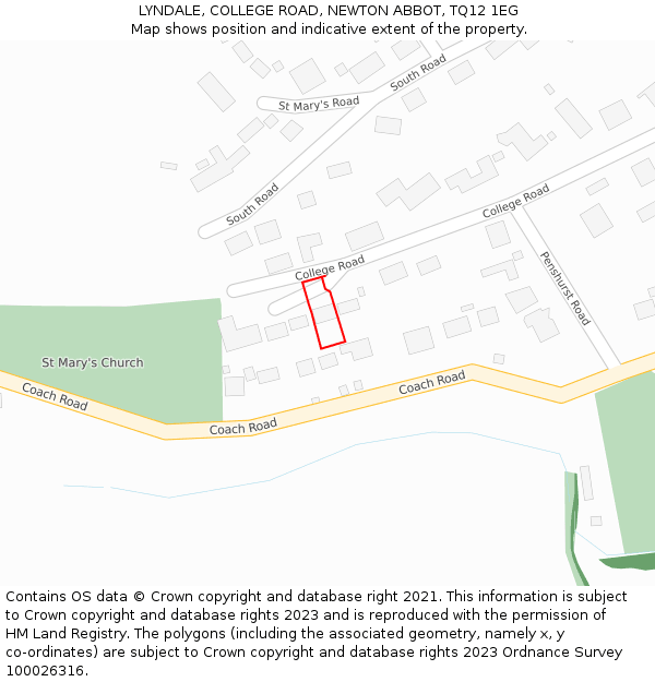 LYNDALE, COLLEGE ROAD, NEWTON ABBOT, TQ12 1EG: Location map and indicative extent of plot