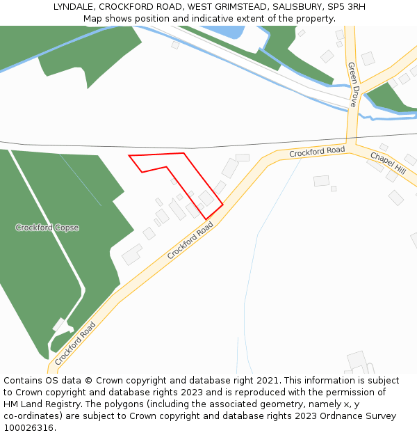 LYNDALE, CROCKFORD ROAD, WEST GRIMSTEAD, SALISBURY, SP5 3RH: Location map and indicative extent of plot
