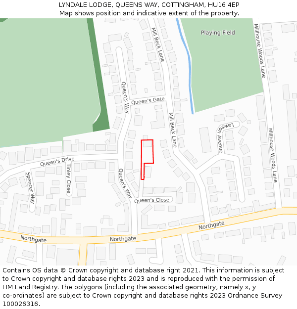 LYNDALE LODGE, QUEENS WAY, COTTINGHAM, HU16 4EP: Location map and indicative extent of plot