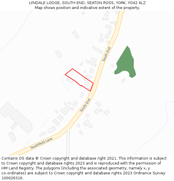 LYNDALE LODGE, SOUTH END, SEATON ROSS, YORK, YO42 4LZ: Location map and indicative extent of plot