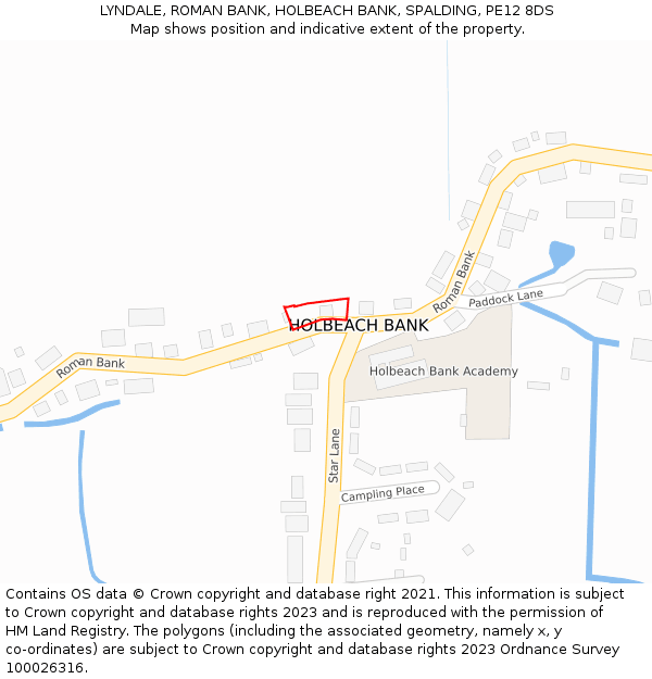 LYNDALE, ROMAN BANK, HOLBEACH BANK, SPALDING, PE12 8DS: Location map and indicative extent of plot