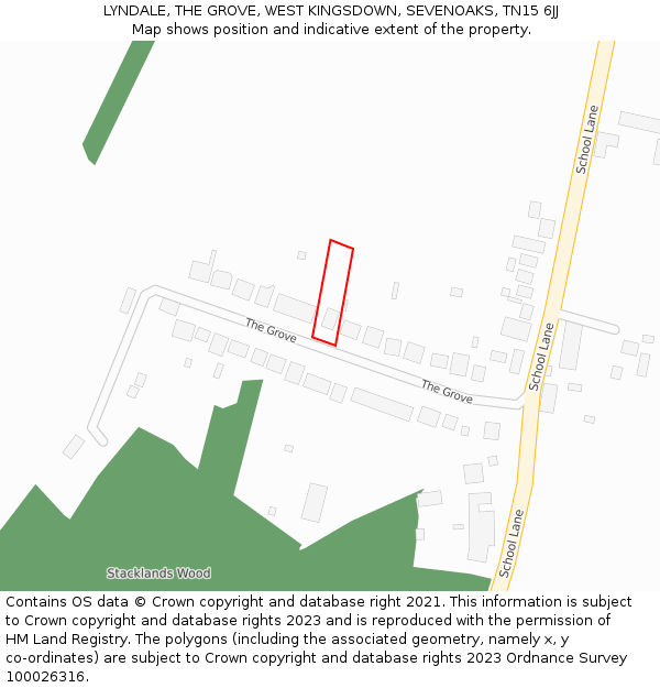 LYNDALE, THE GROVE, WEST KINGSDOWN, SEVENOAKS, TN15 6JJ: Location map and indicative extent of plot