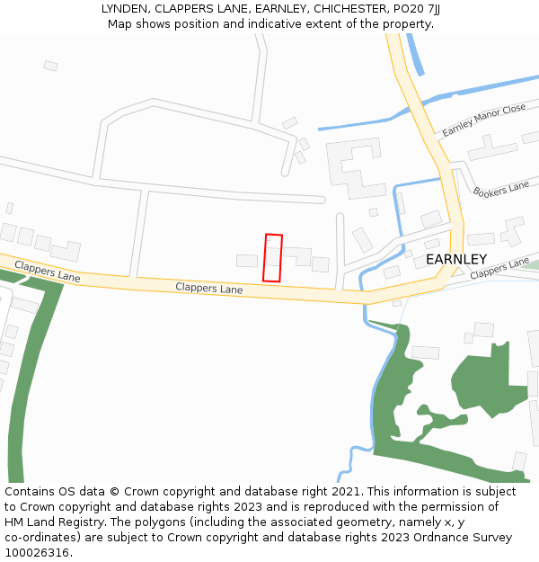 LYNDEN, CLAPPERS LANE, EARNLEY, CHICHESTER, PO20 7JJ: Location map and indicative extent of plot