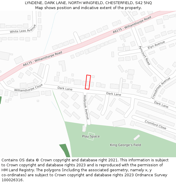 LYNDENE, DARK LANE, NORTH WINGFIELD, CHESTERFIELD, S42 5NQ: Location map and indicative extent of plot